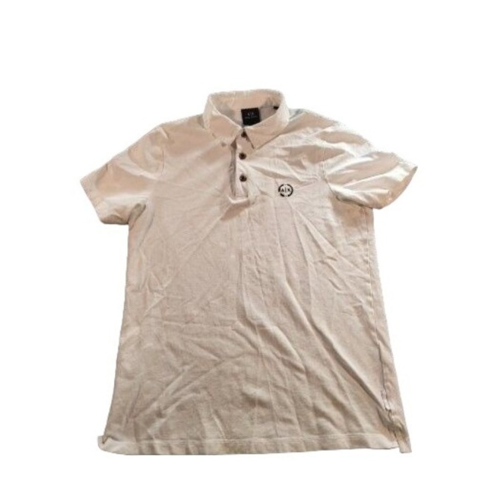 Armani‎ Exchange Men M White Short Sleeve Polo Shirt Designer Preppy Workwear AX